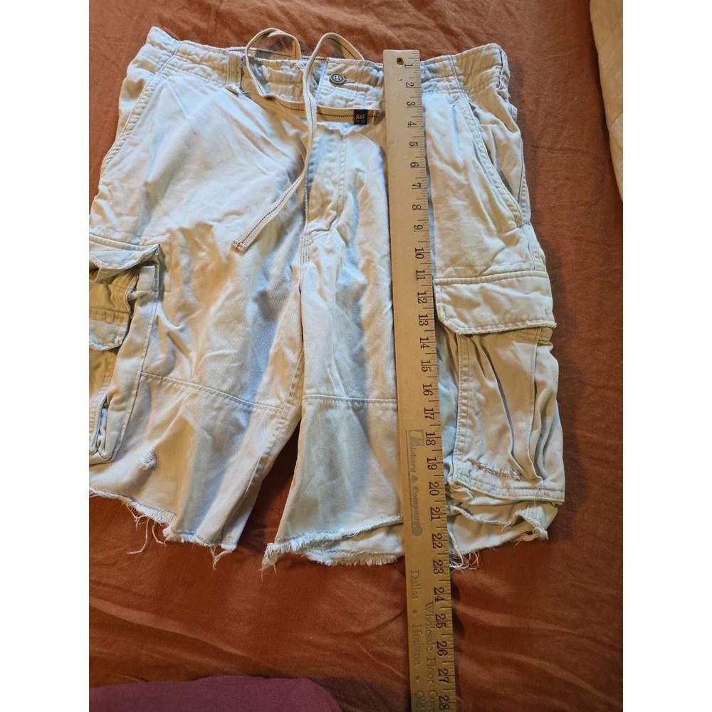 Abercrombie Fitch Y2K Cargo Tan‎ Baggy Heavyweight Paratrooper Shorts Mens 33